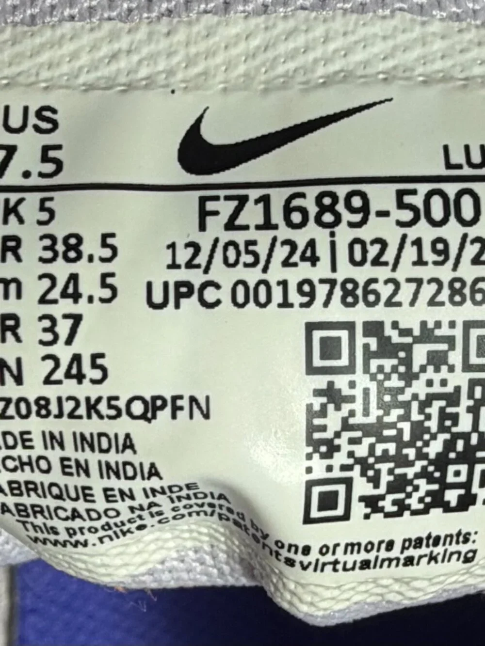 Nike Air Zoom Bella 7 Womens Sz 7.5 Training Shoes White/Blue Training Running
